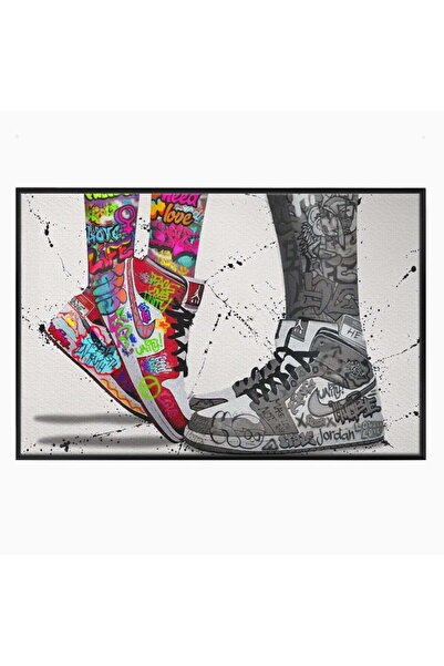 Luxcanva Tablou Canvas Air Jordan Couple 60x40 cm cu Rama Negru Air Jordan Co...