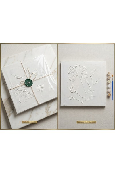 30x30 cm Dokulu Rölyef Pasta Tablo ve Boya Seti – El Yapımı Minimalist Duvar Sanatı