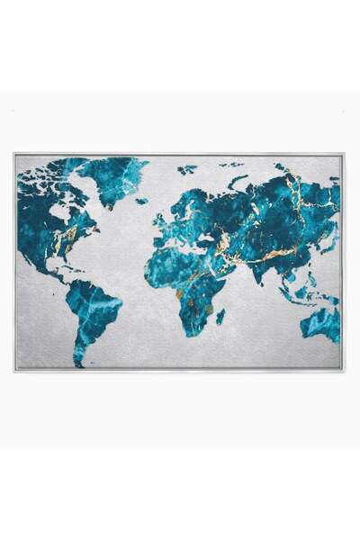 Luxcanva Tablou Canvas Atlas de Safir 100x70 cm cu Rama Argintiu Atlas de Saf...
