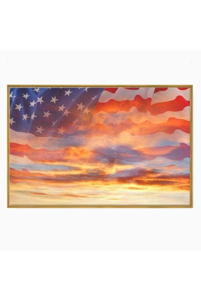 Luxcanva Tablou Canvas Apus American 120x80 cm cu Rama Auriu Apus American Ap...