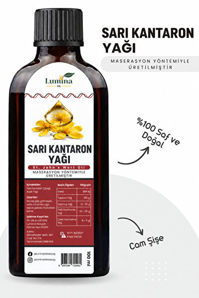 LUMİNAOİL Sarı Kantaron Yağı 100 ML, İçilebilir, Cam Şişe, Saf ve Katkısız