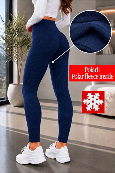 BEHLIVE Kadın İçi ( Polarlı ) Yuksek Bel Fitilli Toparlayıcı Tayt
