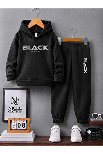 NC Nicee Clothes Children's Tracksuit Set Unisex (Black Future Print Winter)