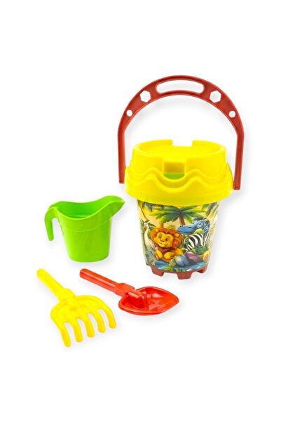 Lisinya Patterned Round Bucket Beach Set - Cute Animals Model (Lisinya)