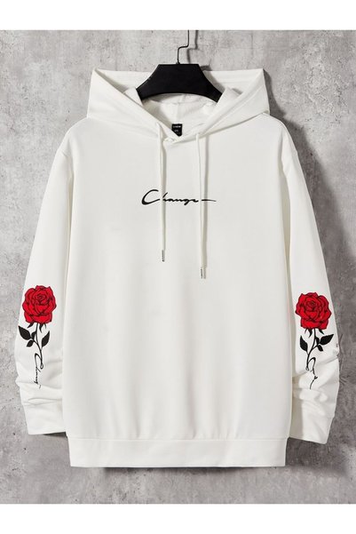 ZEMLİYA Unisex White Hooded Oversize Sweatshirt Comfortable Fit Cotton with F...
