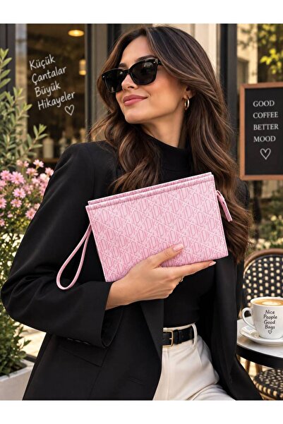 Fiori Women's Patterned Clutch Handbag Zippered Portory Bag