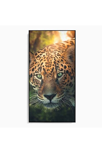 Luxcanva Tablou Canvas Felina din Umbra 70x140 cm cu Rama Negru Felina din Um...