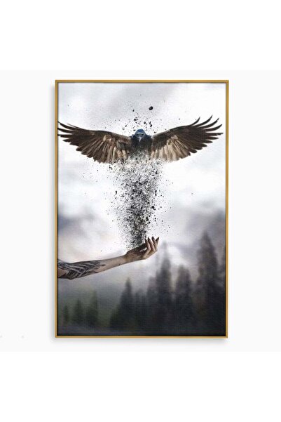 Luxcanva Tablou Canvas Zbor din Cenusa 50x70 cm cu Rama Auriu Zbor din Cenusa...