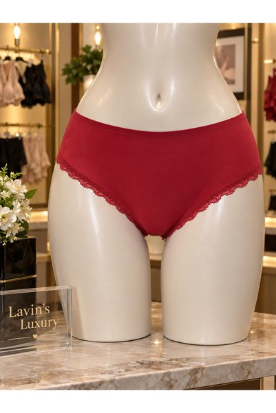 Generic Brand Red Lace Detailed Cross Strap Women's Panties