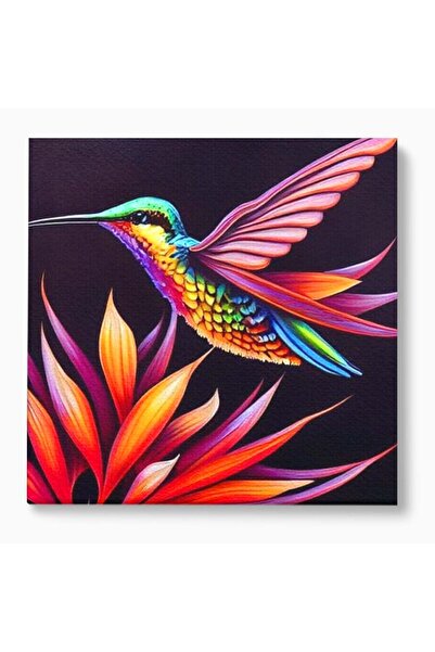 Luxcanva Tablou Canvas Colibri in Contrast Tropical 70x70 cm pe Sasiu Lemn Co...