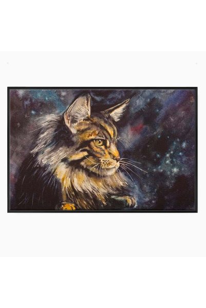 Luxcanva Tablou Canvas Felina Noptii 120x80 cm cu Rama Negru Felina Noptii Co...