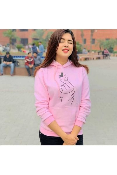 ZEMLİYA Unisex Pink Oversize Hooded Sweatshirt with Kangaroo Pocket, 3 Thread...