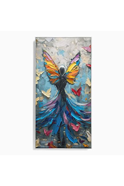 Luxcanva Tablou Canvas Regina Fluturilor 50x100 cm cu Rama Argintiu Regina Fl...