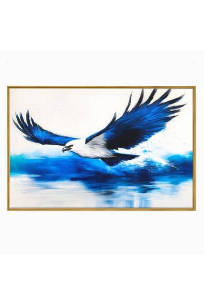 Luxcanva Tablou Canvas Aripile Oceanului 150x100 cm cu Rama Auriu Aripile Oce...