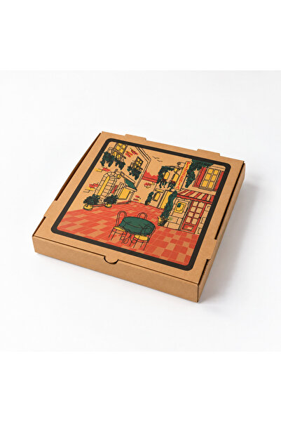 RomiStore Baskılı Pizza Kutusu 40x40x4 cm – B Dalga – 50 Adet