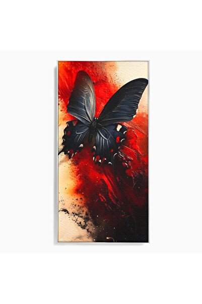 Luxcanva Tablou Canvas Flacara Neagra 50x100 cm cu Rama Argintiu Flacara Neag...