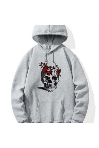 ZEMLİYA Hanorac unisex gri oversize cu glugă, cu buzunar cangur, cu glugă bro...