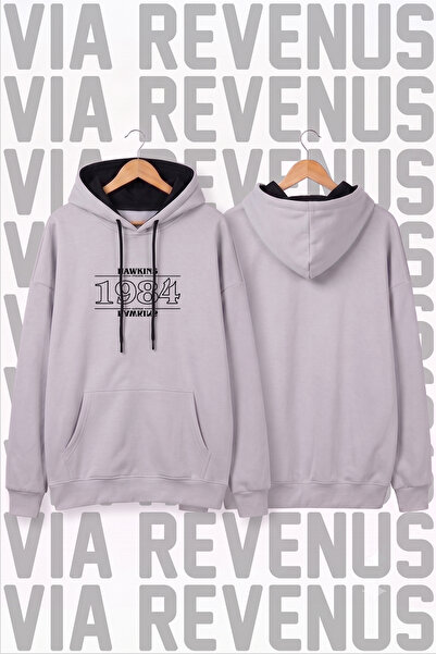 Vordevia Stranger Things - Hawkins 1984 Φούτερ με στάμπα Unisex με φαρδιά γρα...