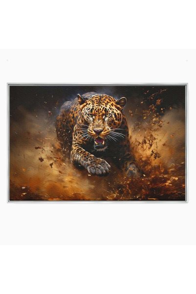 Luxcanva Tablou Canvas Tornada Felina 100x70 cm cu Rama Argintiu Tornada Feli...