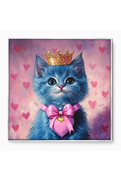 Luxcanva Tablou Canvas Printesa cu Fundita Roz 100x100 cm cu Rama Argintiu Pr...