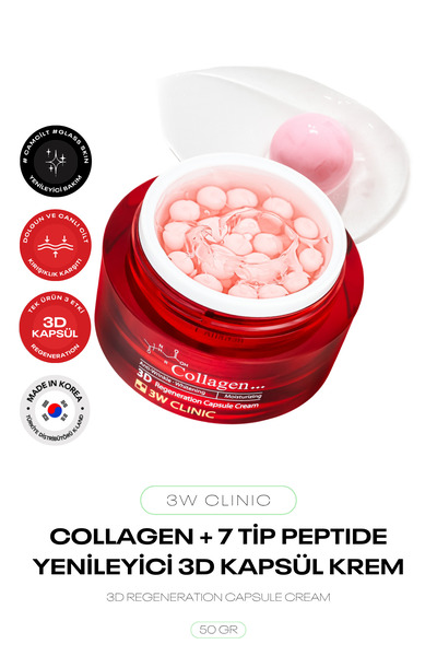 3W CLINIC Renewing Capsule Cream Containing Collagen and 7 Types of Peptides ...