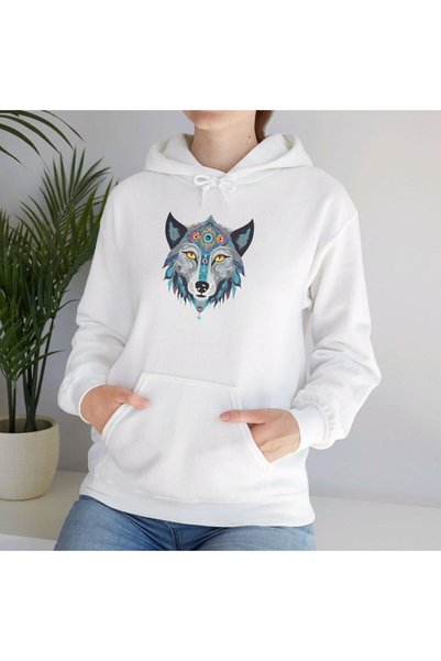 ZEMLİYA Unisex White Loose Fit Hooded Sweatshirt with Inner Pockets, Warm Hoodie