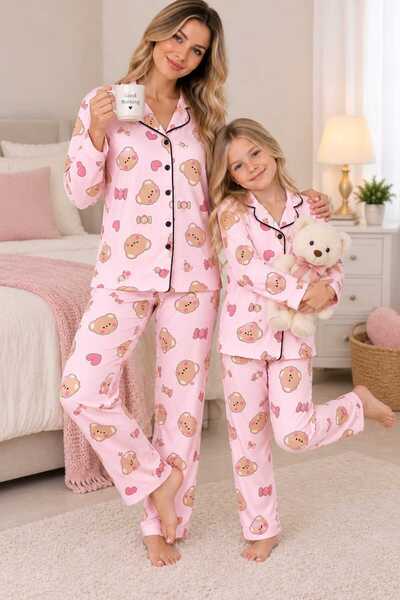 zahider Mother Daughter Cotton Buttoned Long Sleeve Suede Pajamas Set (the Pr...