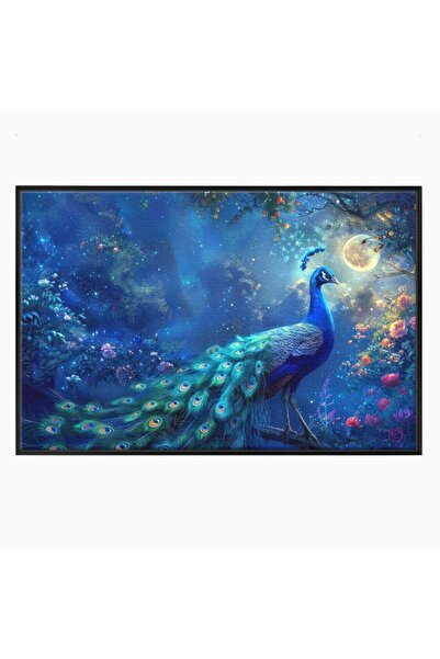 Luxcanva Tablou Canvas Oracolul Noptii Albastre 100x70 cm cu Rama Negru Oraco...