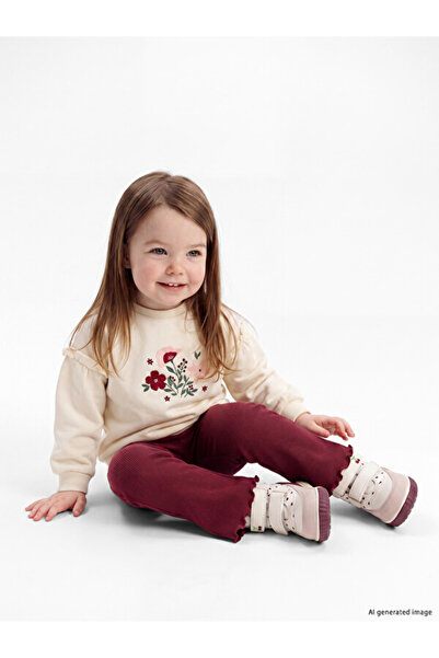 LC Waikiki I Baby Girl Floral Embroidered Sweatshirt and Leggings Set from Fr...