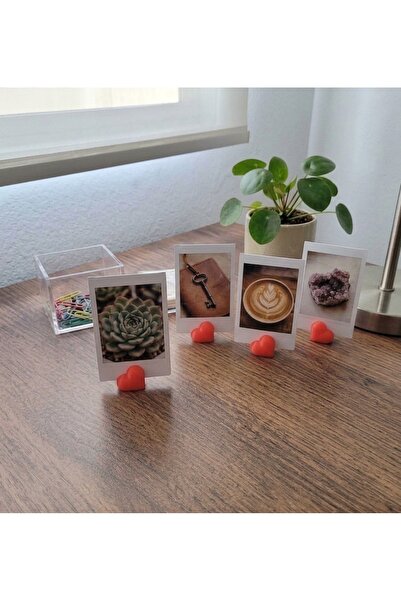 IL-HANST 4'lü Set Kalp Figürlü Mini Polaroid Fotoğraf Tutucu - Masa Üstü Anı ...