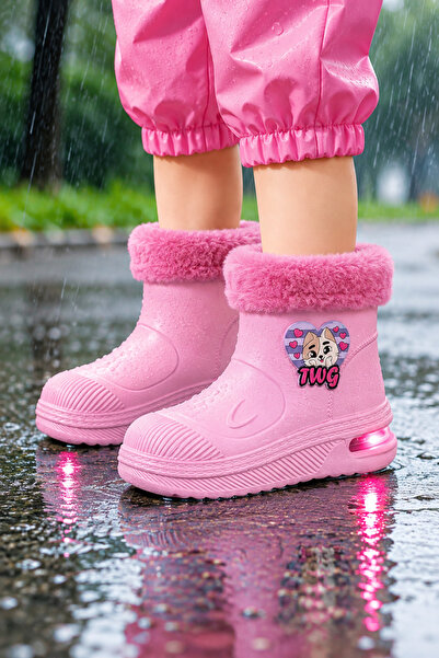 Twingomax Çocuk Kışlık Emojili Işıklı Konforlu Yağmur Çizmesi Unisex