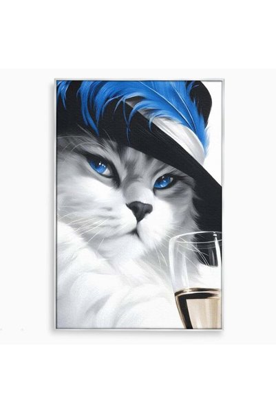 Luxcanva Tablou Canvas Contesa Felina 40x60 cm cu Rama Argintiu Contesa Felin...