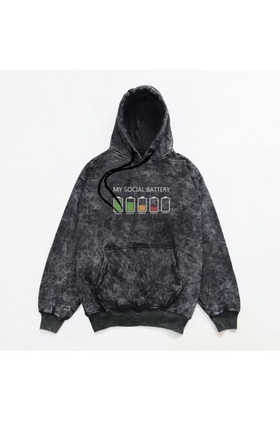 classy moda Unisex Anthracite Washed Kangaroo Pocket Hooded Casual Sweatshirt...