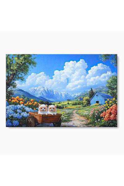 Luxcanva Tablou Canvas Doi Drumeti Pufosi 60x40 cm pe Sasiu Lemn Doi Drumeti ...