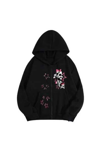 bellanova Unisex Black Relaxed Fit Hooded Kangaroo Pocket Thick Sweatshirt