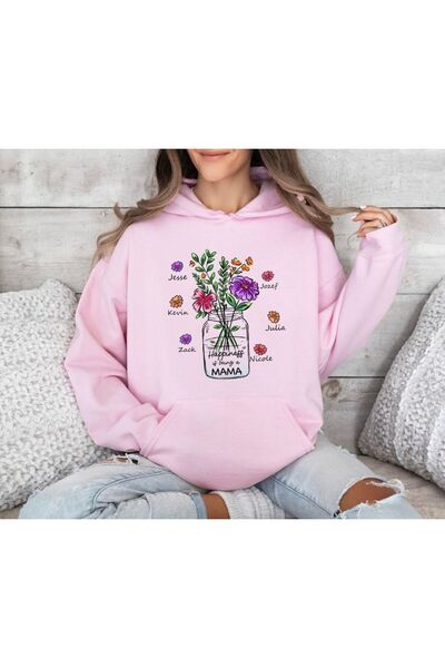 ZEMLİYA Modexa Unisex Hoody Pink Loose Fit Hooded Sweatshirt with Inner Pipin...