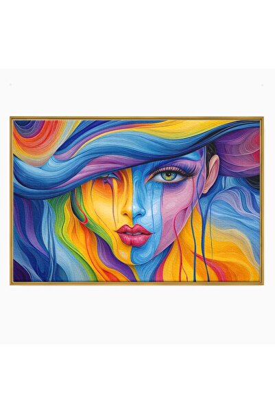 Luxcanva Tablou Canvas Rapsodie Cromatica 80x120 cm cu Rama Auriu Rapsodie Cr...