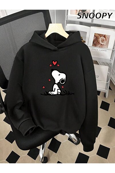 bellanova Unisex Black Off-Shoulder Oversize Hooded Casual Sweatshirt with Ka...