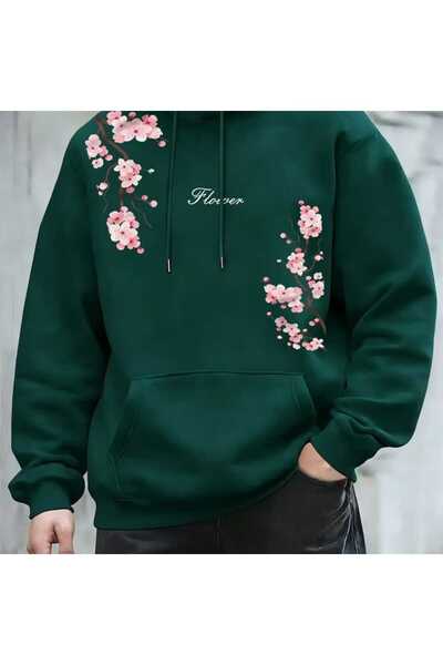classy moda Unisex Πράσινο Φούτερ με Κουκούλα, Υπερμεγέθη, με Τσέπη Καγκουρό ...