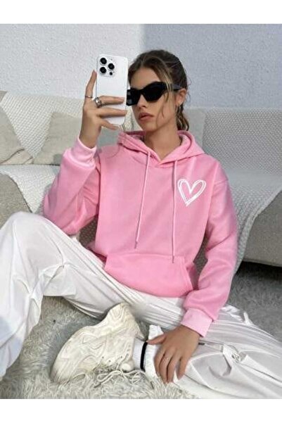 ZEMLİYA Modexa Unisex Hoody Pink Streetwear Oversize Hooded Casual Cotton Swe...