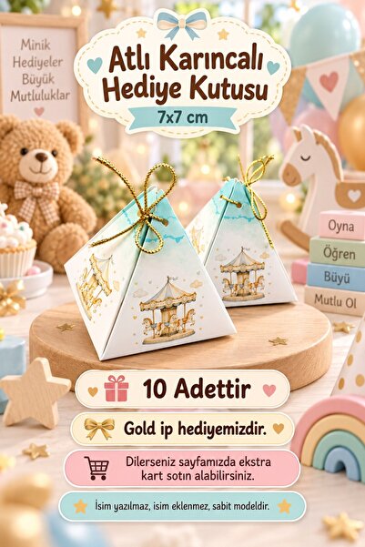 Emtory Home 10 Adet Atlı Karınca Piramit Hediye Kutusu - Mevlid Şeker Kutusu ...