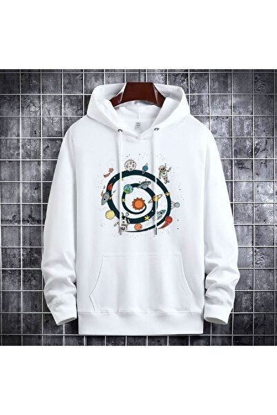 bellanova Unisex White Hooded Oversize Sweatshirt Comfortable Fit Cotton with...