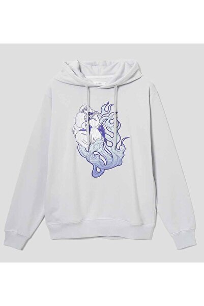 valeriae Unisex White Loose Fit Hooded Sweatshirt with Inner Pockets, Warm Ho...