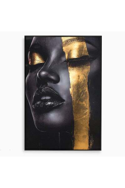 Luxcanva Tablou Canvas Aurul din Intuneric 40x60 cm cu Rama Negru Aurul din I...