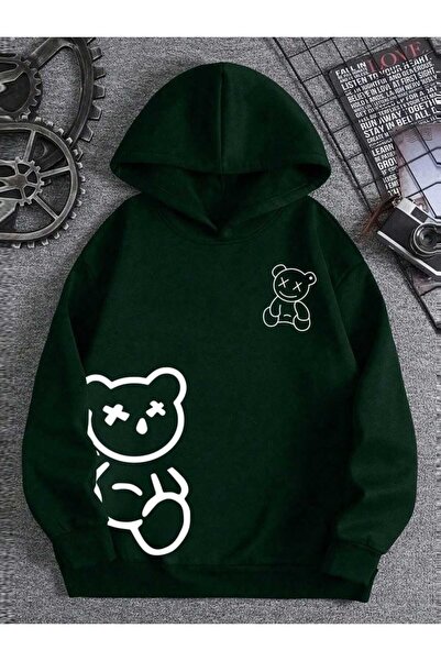 ZEMLİYA Modexa Unisex Hoody Green Drop Shoulder Oversize Hooded Casual Sweats...
