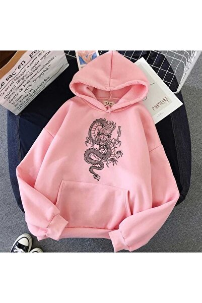 ZEMLİYA Modexa Unisex Hoody Pink Relaxed Fit Hooded Kangaroo Pocket Thick Swe...