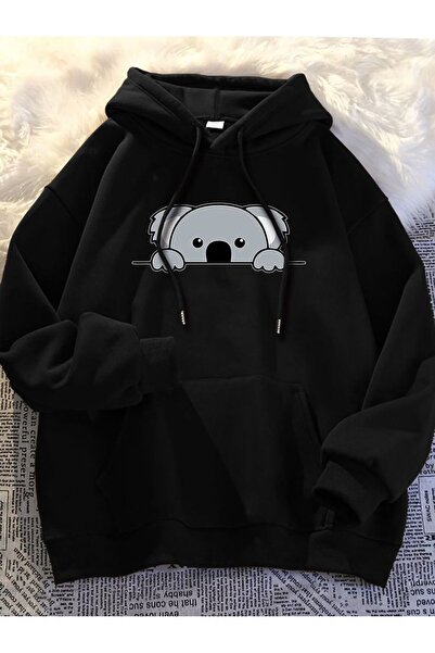 EFFRENATU Unisex Black Casual Cut Hooded Sweatshirt with Inner Pockets, Warm ...