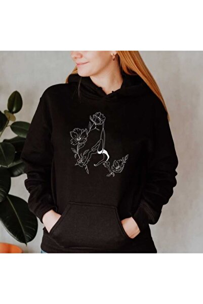 valeriae Unisex Black Casual Cut Hooded Sweatshirt with Inner Pockets, Warm H...