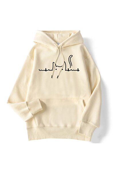classy moda Unisex Beige Loose Cut Hooded Sweatshirt with Inner Pockets Warm ...