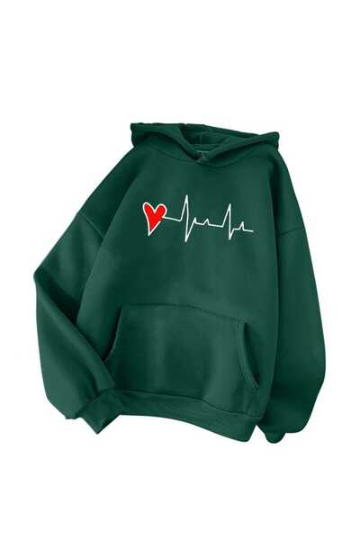 classy moda Unisex Green Casual Cut Hooded Sweatshirt with Inner Pockets Warm...